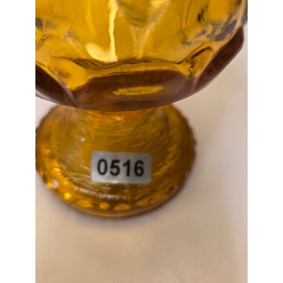 Brockway Glass Monterey Gold Water Wine Goblet. Textured Yellow, Amber Footed - Picture 5 of 5